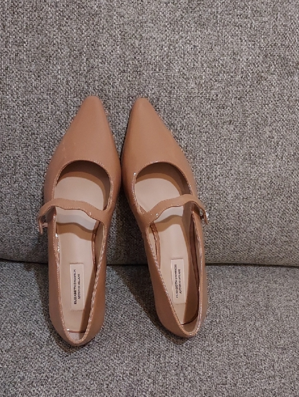 ANTONIO MELANI Tan Pointed Toe Mary Jane Flats